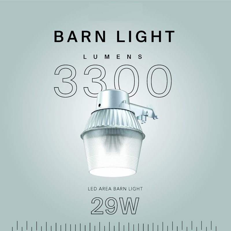 Outdoor Flood Light Backyard and LED Barn Light, 29W Dusk-to-Dawn Outdoor Area Light with Photocell Sensor, 3300 Lumens, 4000K - Gray
