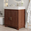 Meuble-lavabo autoportant contemporain Elara 30 po en pierre frittée avec comptoir en pierre frittée, lavabo en céramique et rangement intégré-135784684