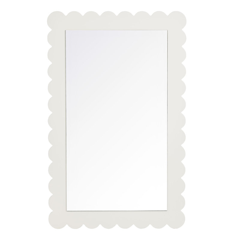Emmeline Scalloped Rectangle Wall Mirror, 36.22" x 22.44", White
