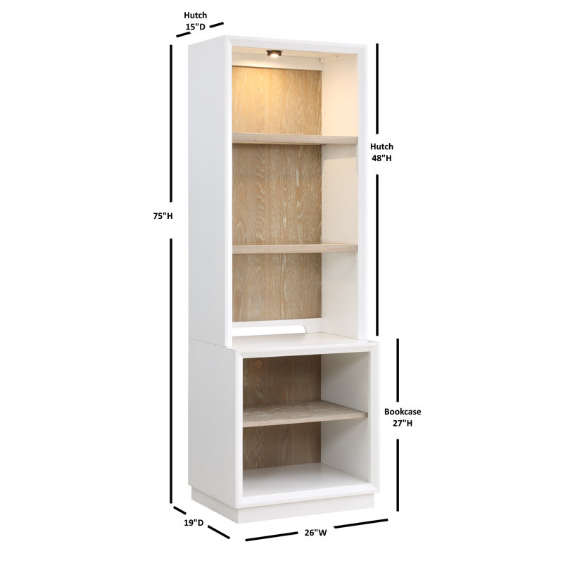 Boca Grande 75 in. Height x 26 in. Width x 19 in. Depth Low Bookcase with Hutch