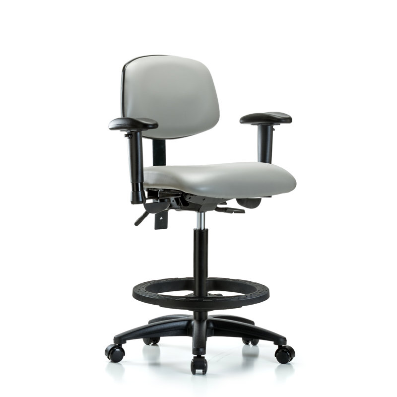 Astrid Vinyl Drafting Chair, Casters, Dove, Included
