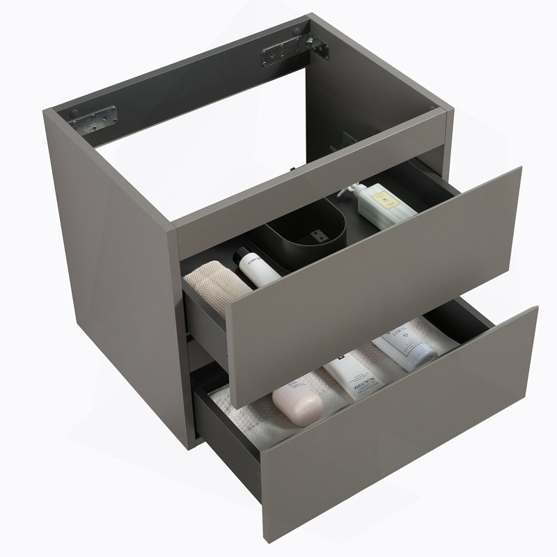 Armoire murale SANS lavabo, avec deux tiroirs, Gris