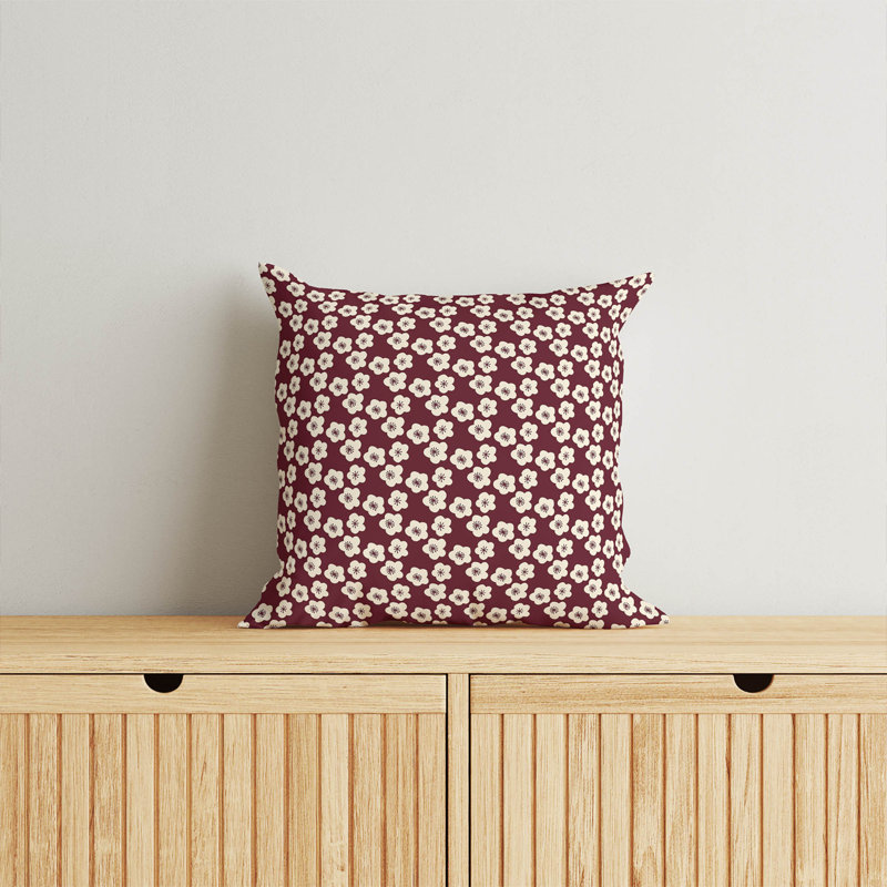 Coussin Cherry Blossom, Carré 18 po, Vin floral