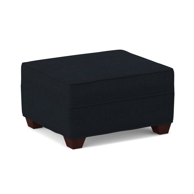 Repose-pieds rectangulaire large de 26 po Phillips, Empire acajou, Bleu marine antique