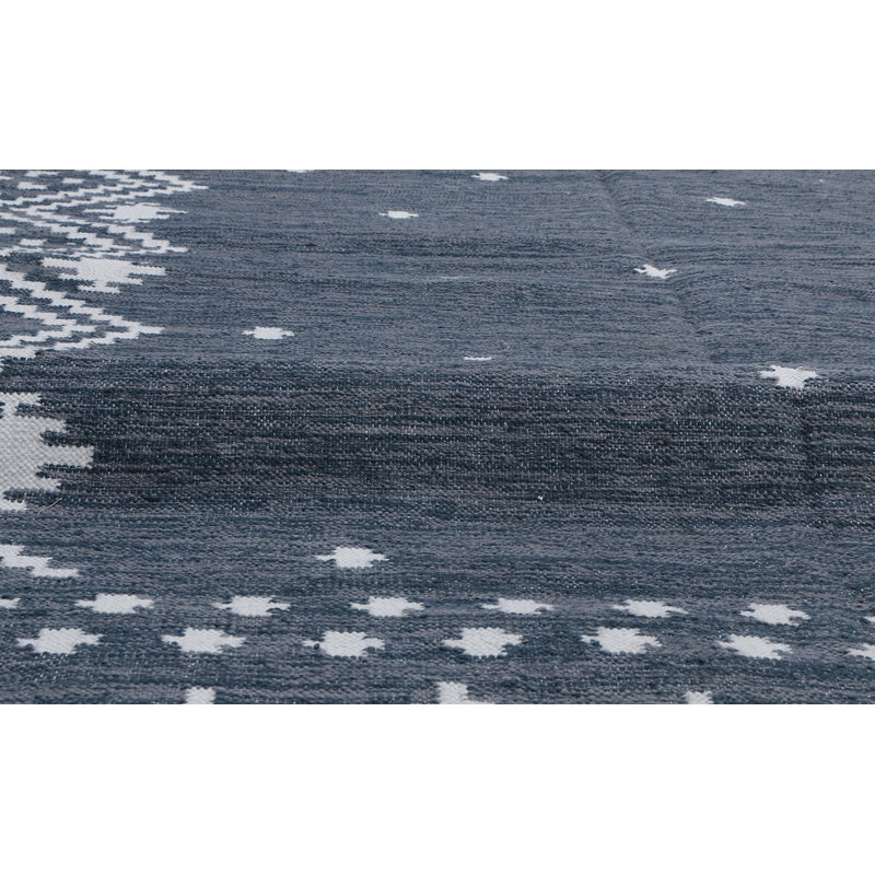 Moroccan Area Rug in Dark Navy, Rectangle 10' x 14'
