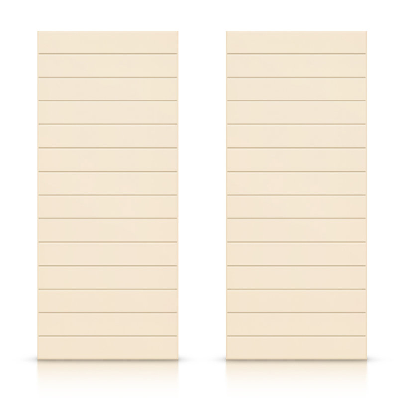 Portes de placard coulissantes à panneaux en bois manufacturé, Beige, 60 po x 84 po