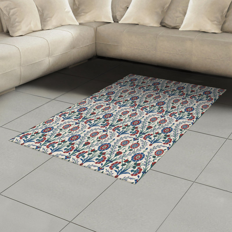 Ethnic High Density Long Fiber Poly Threads Decorative Area Rug Carpet, Rectangle 4' x 5'8"