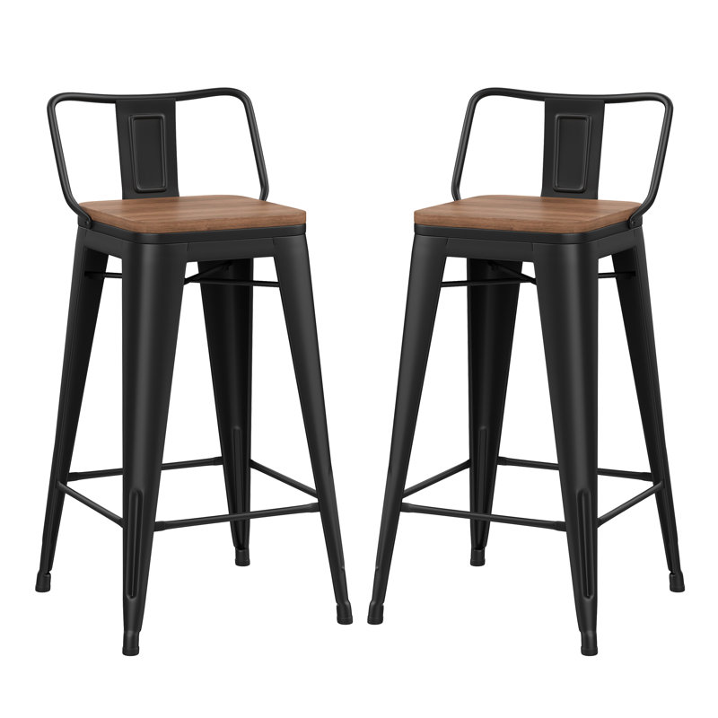Comptoir et tabourets de bar en métal, Tabouret de comptoir (siège d'une hauteur de 26 p, Noir