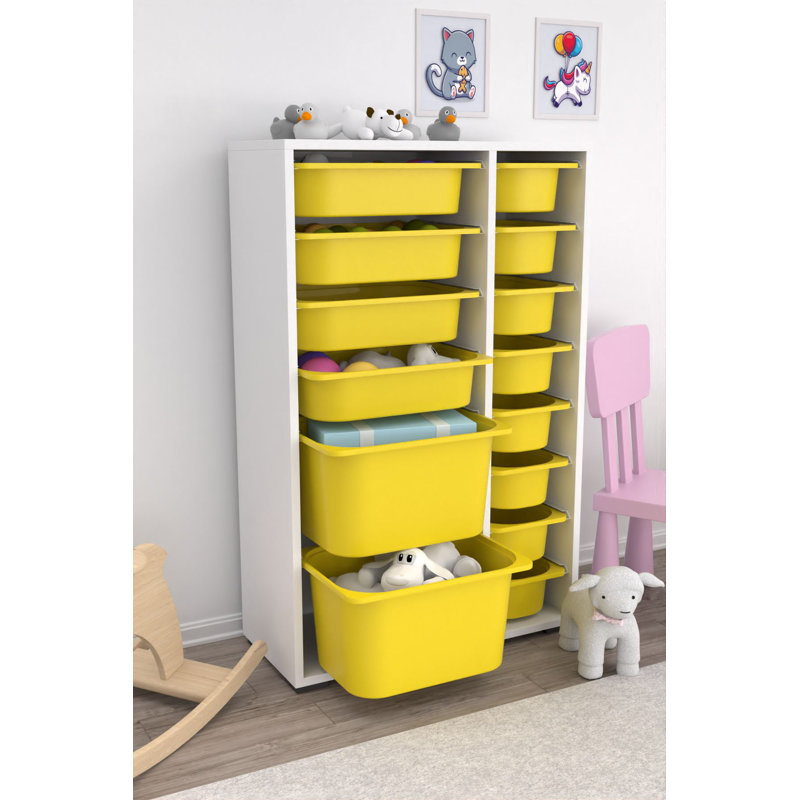 Multi Purpose Cabinet, White/Yellow, 42.9" H x 27.4" W x 11.8" D