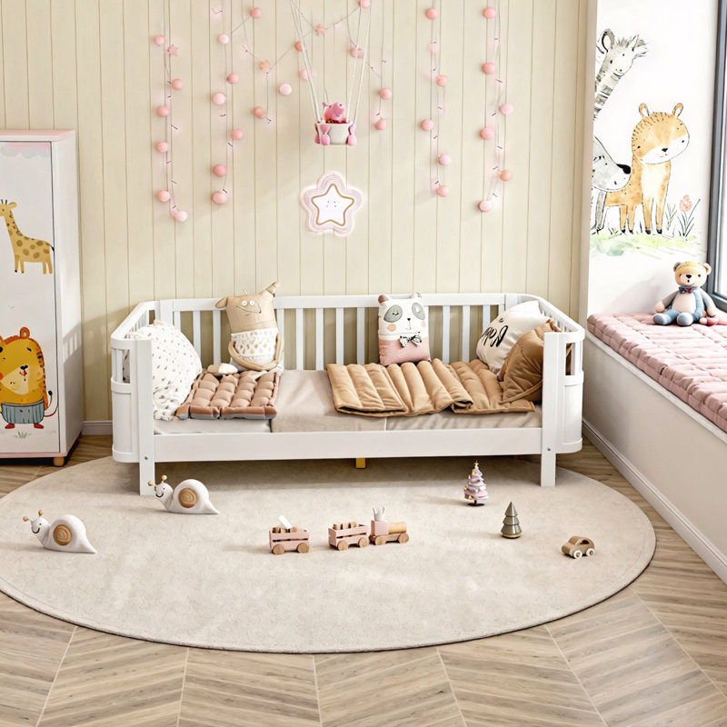 Lit plateforme simple en bois, Double, Blanc