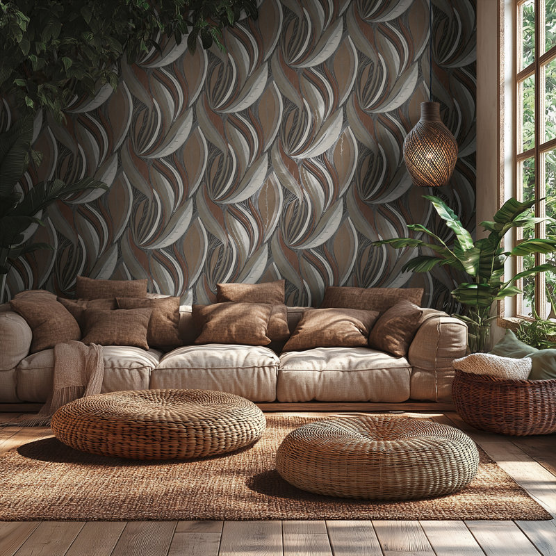 Galerie Horizon Flowing Leaf Wallpaper, Brown