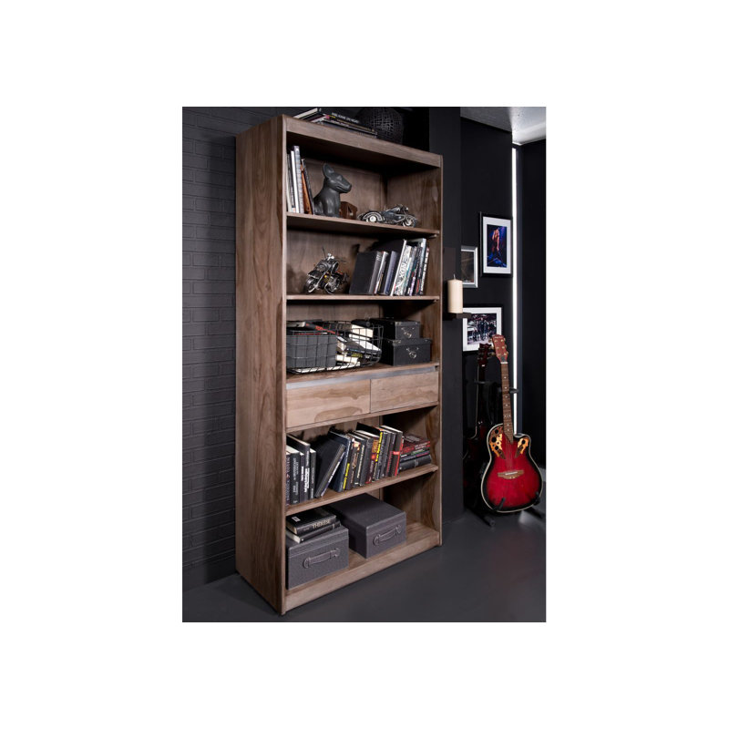Sydney 205 cm H x 90 cm W Solid Wood Standard Bookcase, Smoked oak
