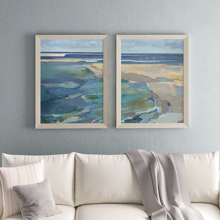 Breakwater - 2 Piece Picture Frame Print Set on Canvas (one painting only) INCOMPLETE 