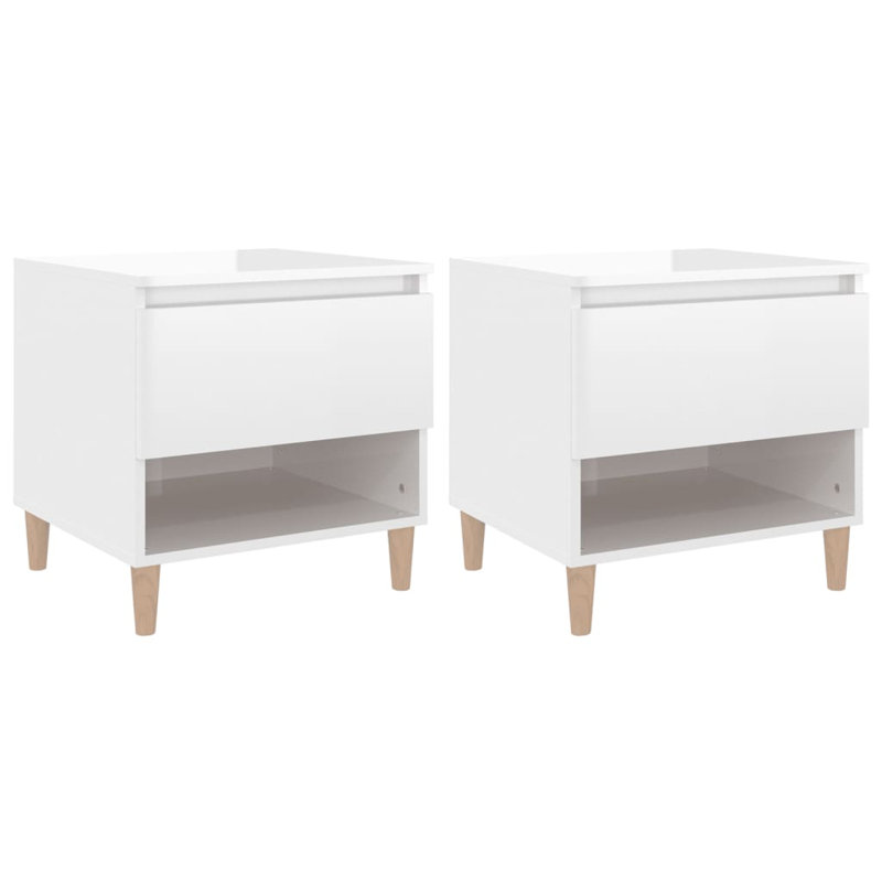 Norda 50 cm W Bedside Table, High gloss white