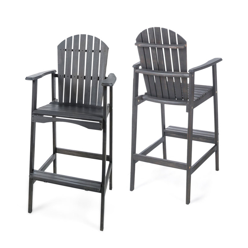 Tabourets de bar d'extérieur en bois d'acacia Adirondack, Dark Gray