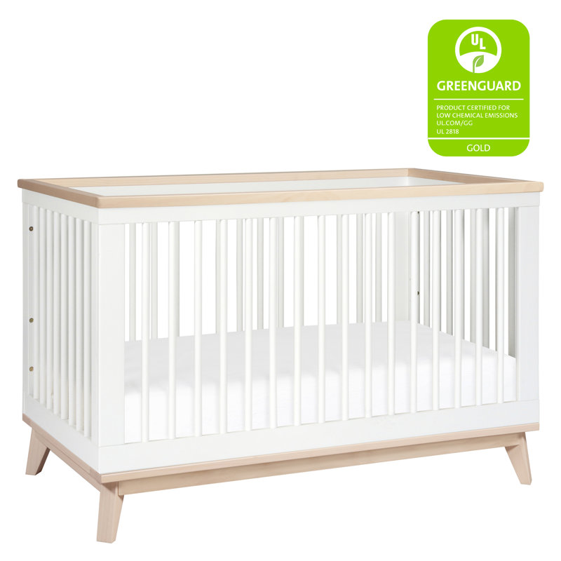 Scoot 3-in-1 Convertible Crib, White/Washed Natural