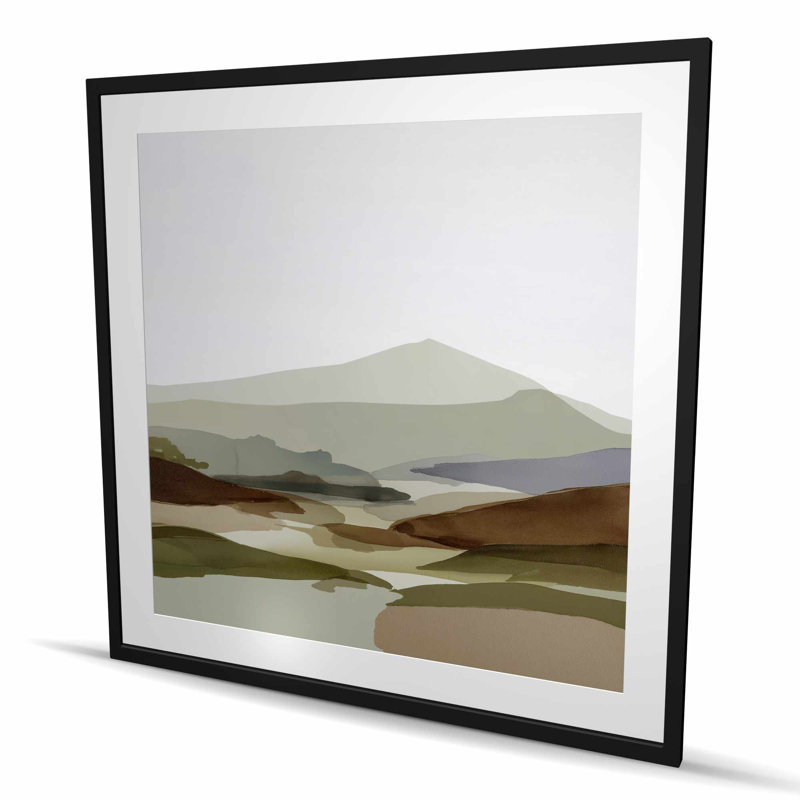 Peaks - Paysages brun, reproduction encadrée mate pour la décoration intérieure, H 48 po x l 48 po