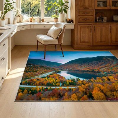 White Fall State Park Mountain National Forest Usa America Foliage Hiking Machine Washable Indoor Area Rug