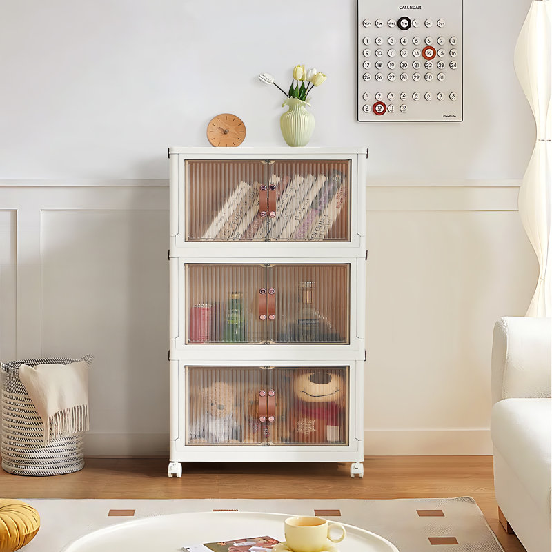 3-Tier Stackable Foldable Storage Bins With Lid And Wheels, 3