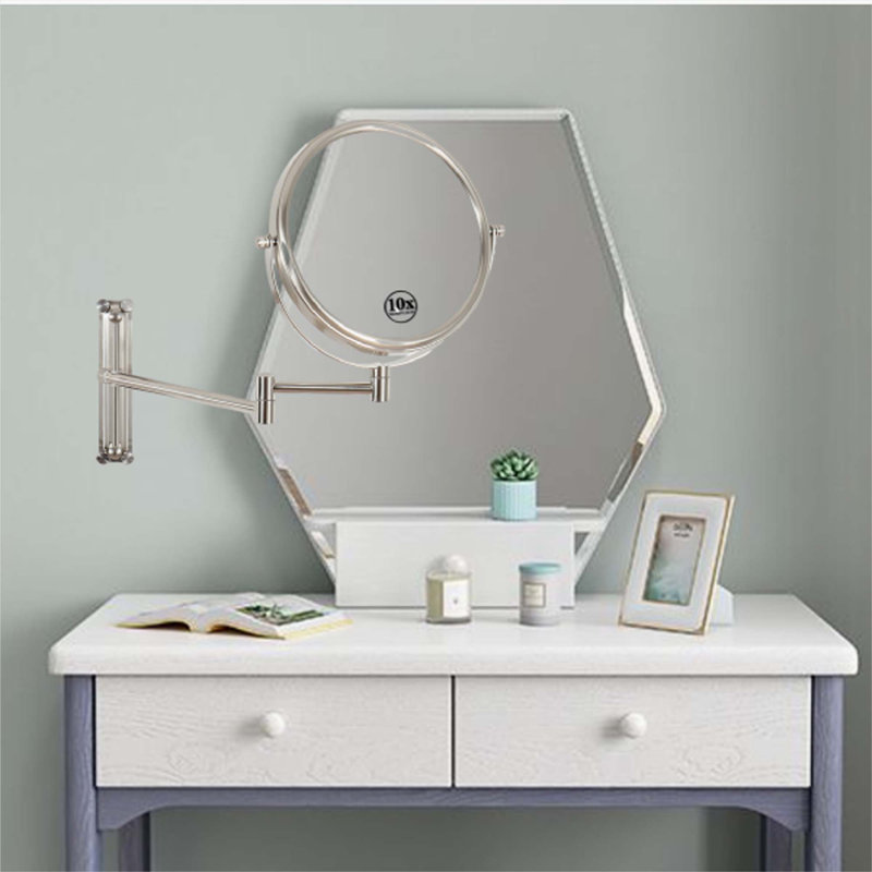 Miroir de maquillage pour salle de bain Indre, Nickel