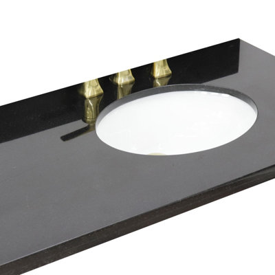 Comptoir de meuble-lavabo simple 43 po en granite noir galaxie avec lavabo