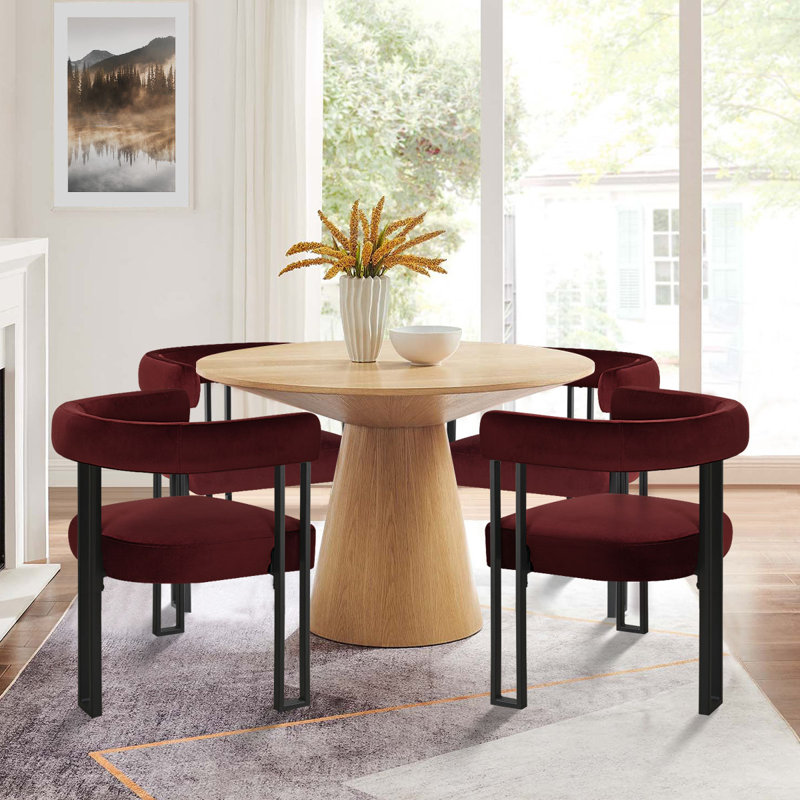 Beore 18.5"Stain Resistant Velvet Armchair, Burgundy