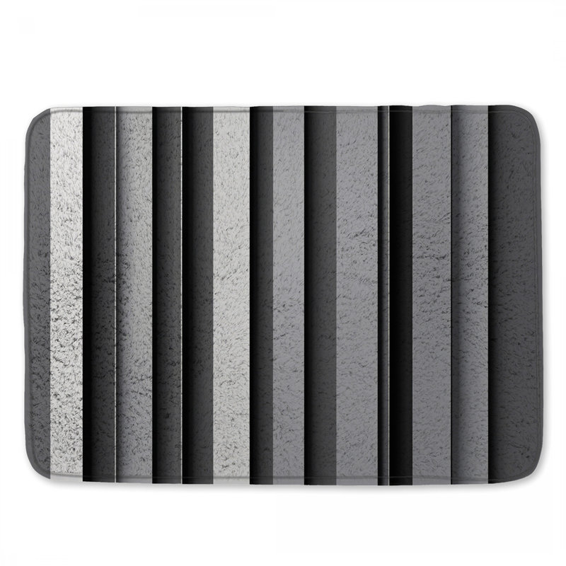 Tapis de bain gris à rayures verticales, 24in W x 17in L