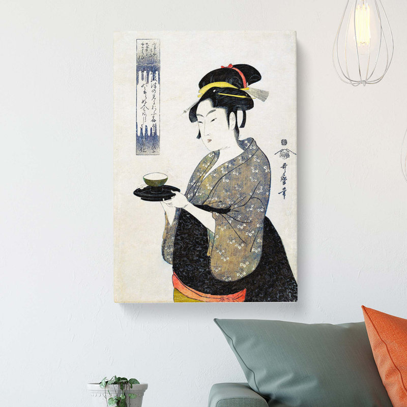 Serving Tea by Kitagawa Utamaro - Wrapped Canvas, 60cm H x 40cm W x 3cm D