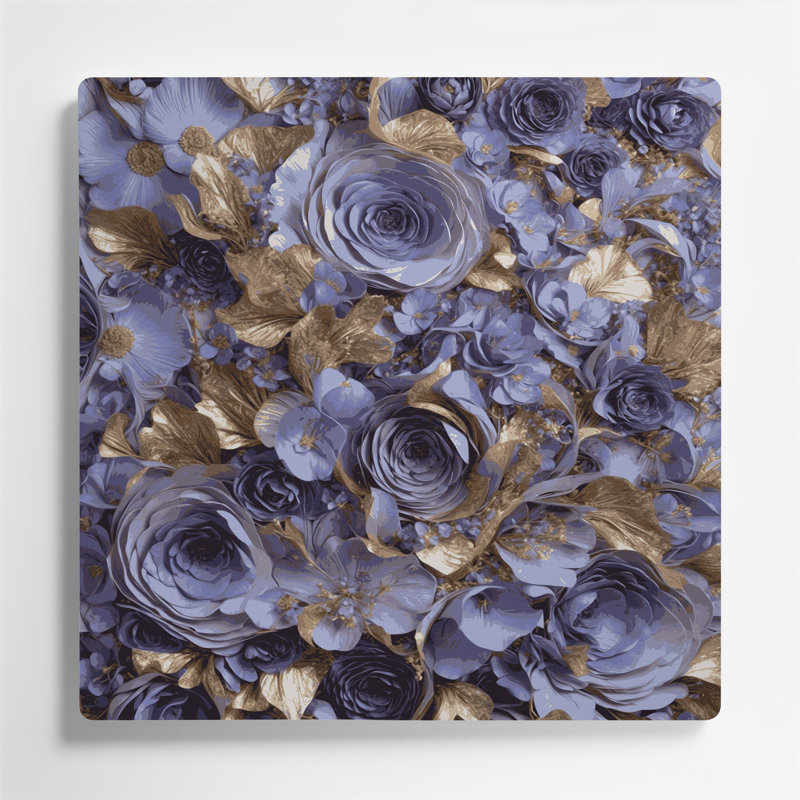Abstrait floral 66, art mural en métal rose, H 16 po x l 16 po