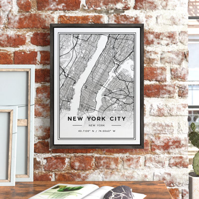 «New York City Modern Map» par Jake Goossen, reproduction d'art sur toile encadrée