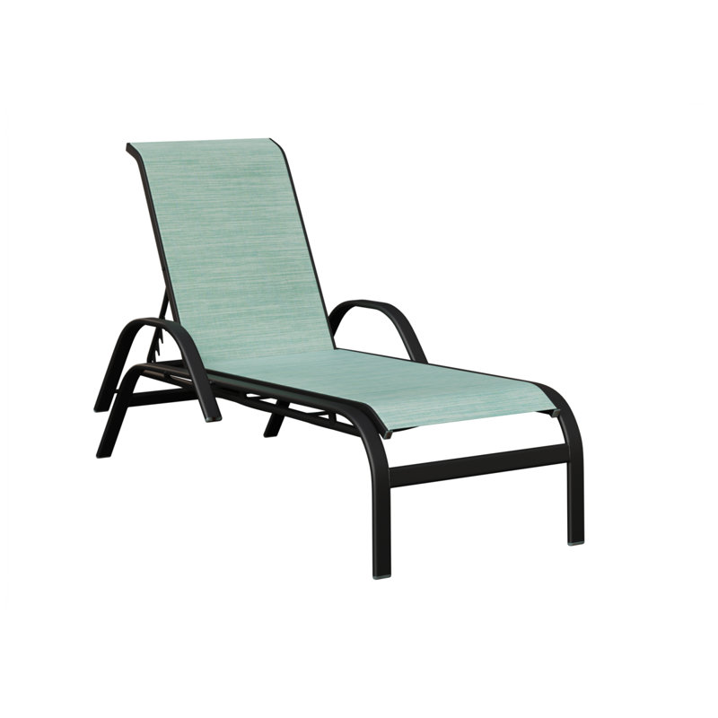 Chaise longue berlinoise en aluminium noir mat Berlin, Bleu clair, Noir mat