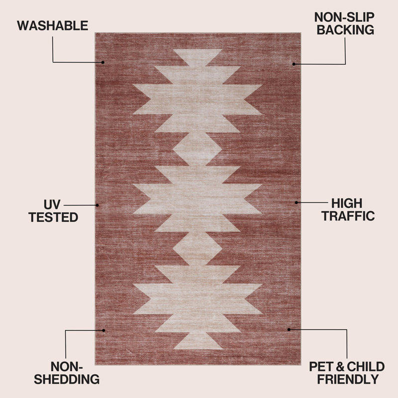 Tapis antidérapant Peyton Minimalist, Rose Clay/Cream, Rectangle 9' x 12'