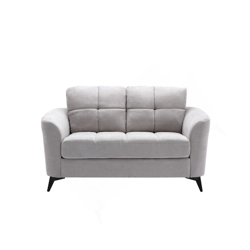 Carlotta 60"W Light Grey Woven Fabric Loveseat