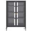 Armoire de rangement multimédia haute 35,8 po avec roulettes, meuble télé stéréo AV avec 4 tablettes et porte réglables en verre, structure en acier robuste pour le salon, assemblage facile