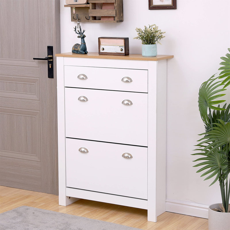 12 Pair Shoe Storage Cabinet, White