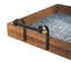 Brown Wood Floral Living Room Decor Tray with Tile Patterns, Set of 2 23", 19"W