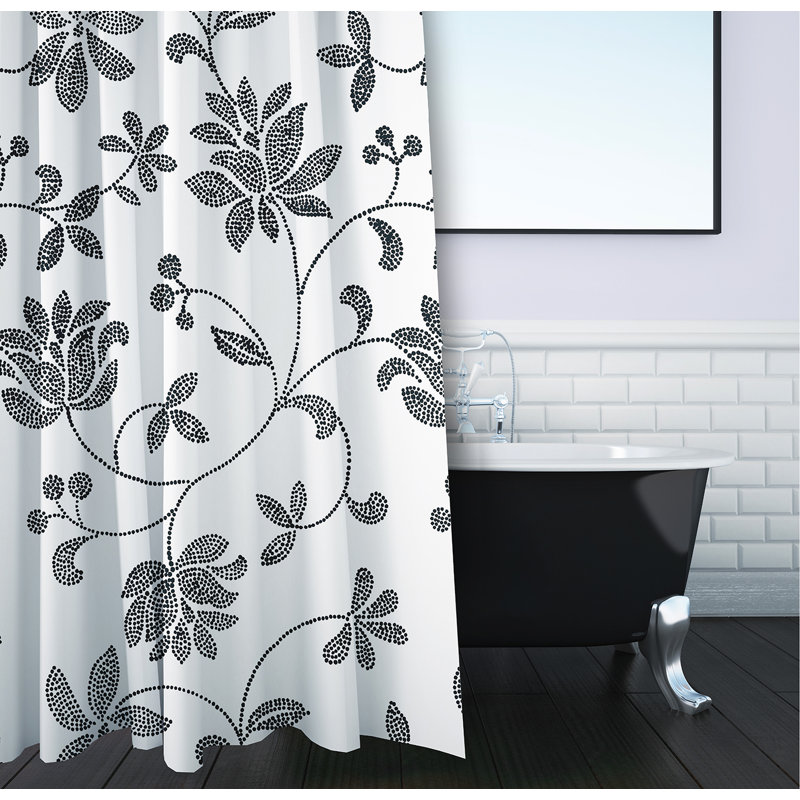 Rideau de douche Poteau Floral par E by Design, Noir