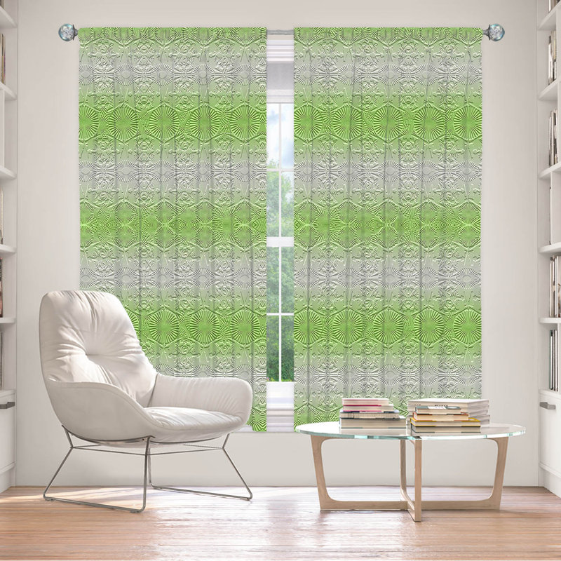 Paire de rideaux obscurcissant en polyester Birty, Gris/vert, L 40 po x L 82 po