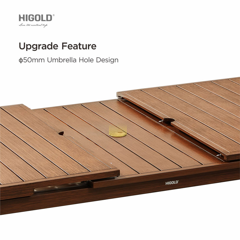 Higold - Heck 9 Pieces Patio Dining Sets, For Outdoor Dining Using, Grade A Teak, Black Aluminum Finished, Black&Brown