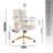 Textured Boucle Fabric White And Gold Office Chair, Modern Height Adjustable Desk Chair With Padded Arms-154498518
