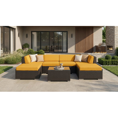 Billyjo Wicker 4 - Person Seating Group with Cushions - No Assembly