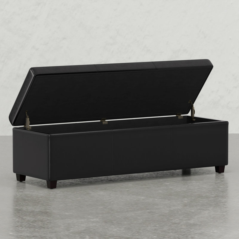 Très grand banc repose-pieds avec rangement, Noir