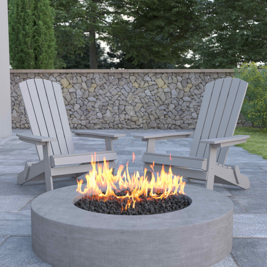 Balasi Poly Resin Folding Adirondack Chair-Indoor/Outdoor Patio Chair (Set of 2) Rosecliff Heights 