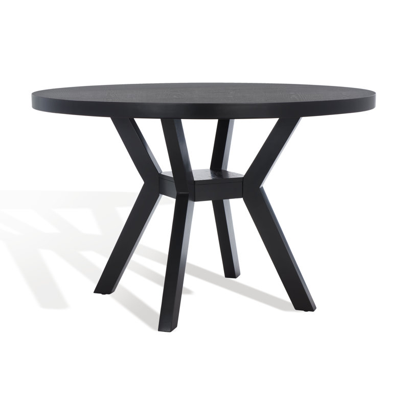 Round Solid Wood Base Dining Table, Black