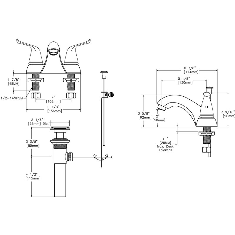Two Handle Centerset Lavatory Faucet with Drain Assembly, Brushed Bronze