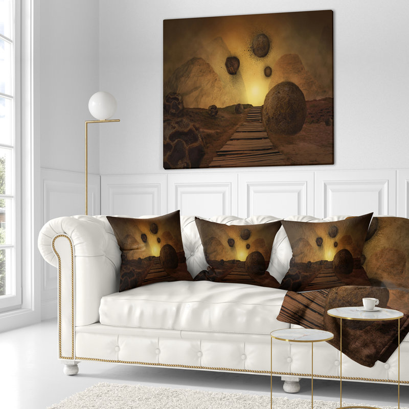 Pierres de l'espace - coussin abstrait imprimé, 18 po x 18 po, Carré