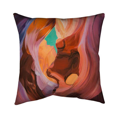 Inside View of Antelope Canyon - Blue Mountains – Outdoor Throw Pillow with Insert, Weather-Resistant