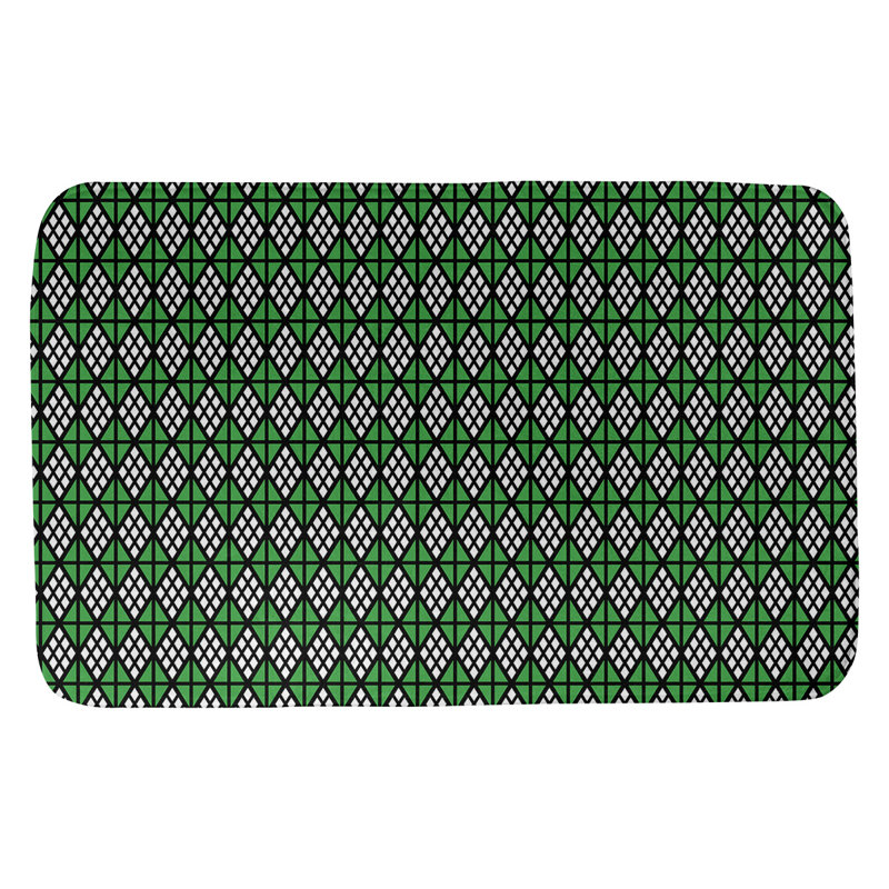 Tapis pour salle de bain diamants Leffel, l 21 po x L 34 po, Noir / Vert