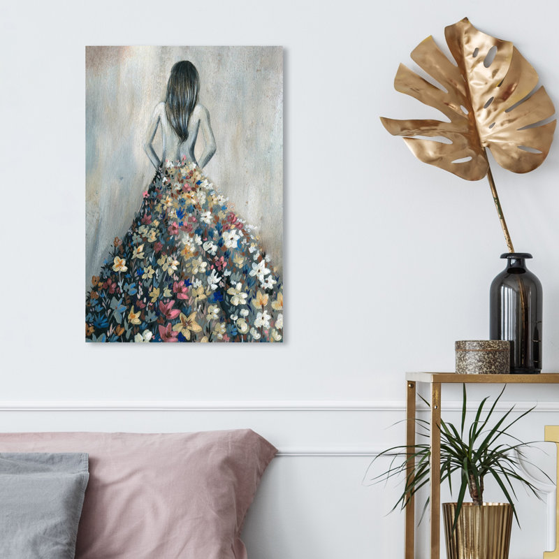 «Girl with Flower pensts», reproduction d'impression sur toile, Toile tendue, H 54 po x l 36 po, Sans cadre