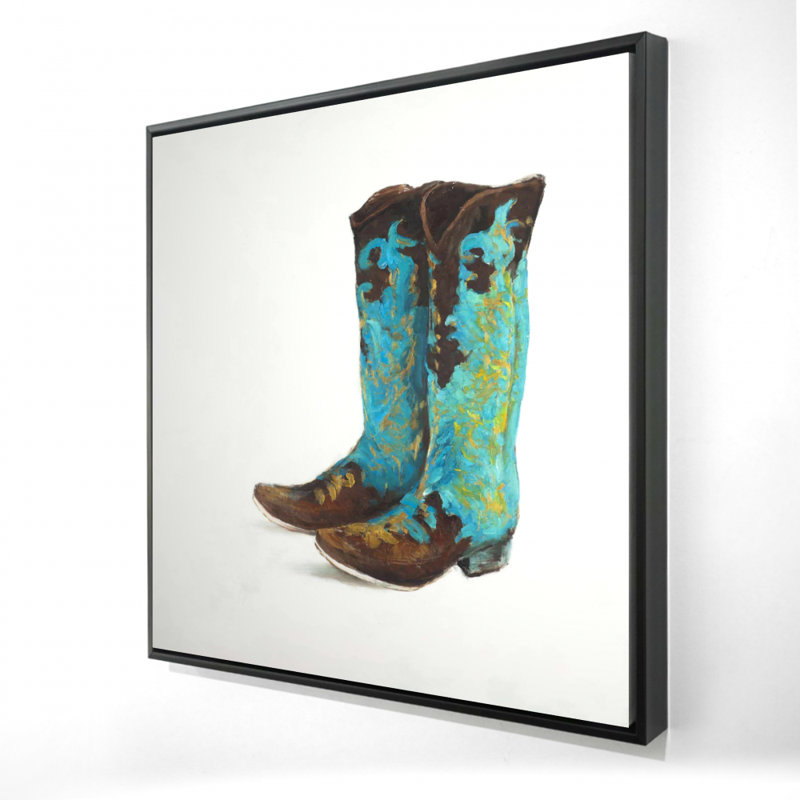 "Bottes de cowboy bleues" sur toile, H 36 po x l 36 po